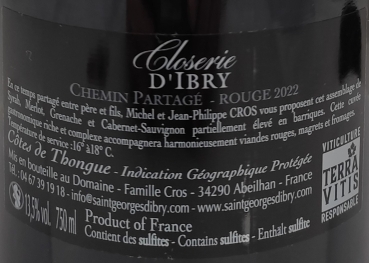 Domaine Saint-Georges d'Ibry Closerie Chemin Partagé rouge 2022 IGP Côtes de Thongue, Rotwein trocken 0,75l